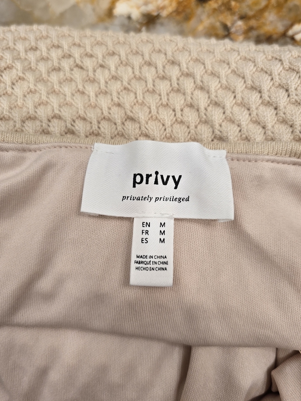 Privy Waffle Knit Mini Dress Tan Size M - Picture 4 of 6